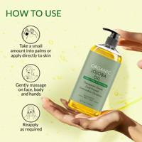 Huile de Jojoba 100% pure et naturelle, biologique, pressée à froid, pour hydrater la peau, soins corporels, massage