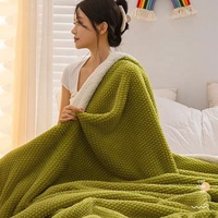 Sherpa Throw Blanket Queen Size, 500GSM Couverture épaisse chaude pour le jet Jacquard d'hiver pour le lit Couverture décorative douce et confortable