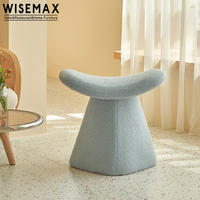 WISEMAX FURNITURE Pouf de salon moderne de luxe, petite table d'appoint ronde, tabouret de maquillage, repose-pieds en laine d'agneau, petit fauteuil ottoman