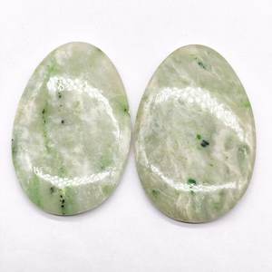 Pierre précieuse naturelle Base plate ovale taillée à la main Pakis Jade 16x12-18x13mm Cabocon vert pierre lâche pour la fabrication de bijoux - Product Image 6