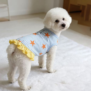 NUEVO Vestido para <span class=keywords><strong>Perro</strong></span> con Estampado <span class=keywords><strong>de</strong></span> Estrellas 2026, con Anillo en D, Camisa con Volantes a Rayas, Ropa <span class=keywords><strong>de</strong></span> Verano Suave para Perros Pequeños y Gatos - Product Image 2