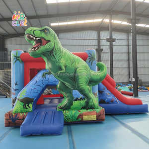 Château Gonflable Commercial Dinosaure Jungle avec Toboggan, Combo T-Rex Jumping Castle pour <span class=keywords><strong>Location</strong></span> Fêtes Garçons - Product Image 3