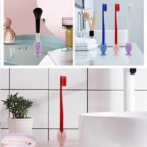 Silicone Electric Kids Toothbrush Holder Stand Wallmounted Foldable Organizer Hanger for Bathroom Shower Kitchen Standing Type - Product Image 3