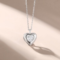 Bijoux fins, collier avec pendentif en argent sterling 925, coupe princesse, CZ Hrart, élégant