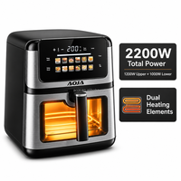 Friteuse à air AOJA grande capacité 10L avec fenêtre visible, 2200W, écran tactile numérique, 12 programmes de cuisson prédéfinis, friteuse à air 6-en-1 pour la maison