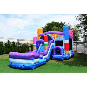 Ticari pembe ve mavi sıçrama ev şişme unicorn sıçrama combo pvc şişme şato ile çocuklar için havuz - Product Image 1