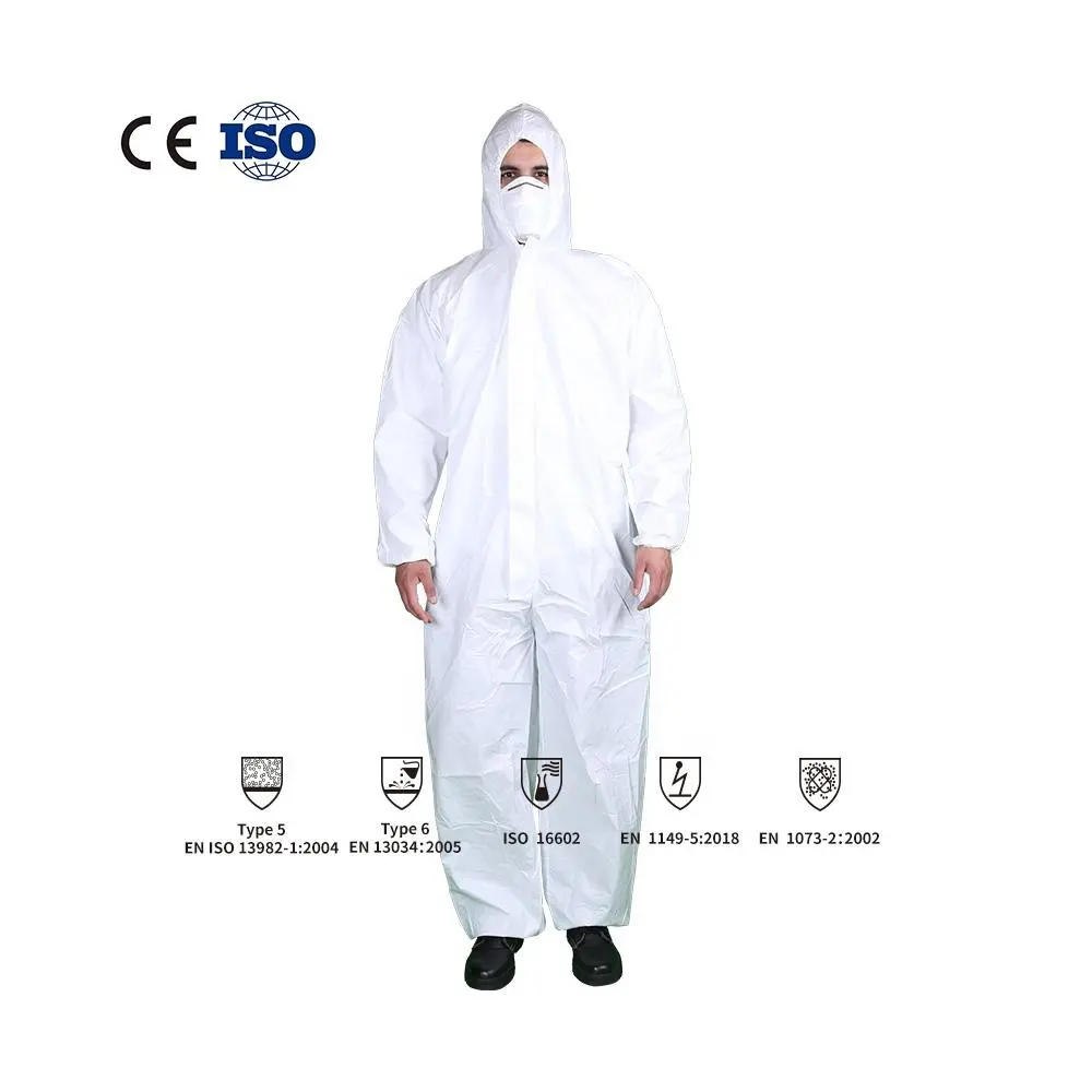 Soft lightweight breathable and strong microporous hooded coverall for general painting agricultural spraying cleaning