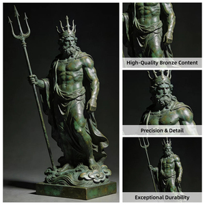 Statua Classica di Poseidone in Bronzo Fuso con Tridente per Ornamento Paesaggistico di Parchi Costieri - Product Image 4