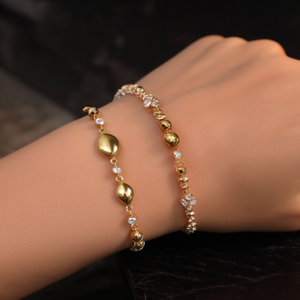 Gold Plated Stainless Steel <b>Beaded</b> <b>Bracelet</b> With Crystal Accents Fashion Jewelry - Product Image 3