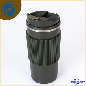 <span class=keywords><strong>Mug</strong></span> thermique en acier inoxydable 304 de haute qualité 500 ml/18 oz Tasse à café de voyage isolée avec manchon en silicone et couvercle avec bec verseur - Product Image 2