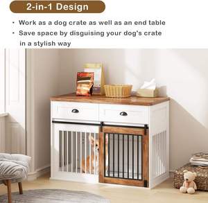 Kotak anjing besar kustom dengan pintu gudang geser dan kunci laci penyimpanan padat bernapas dalam ruangan/luar ruangan rumah anjing dengan pola - Product Image 3