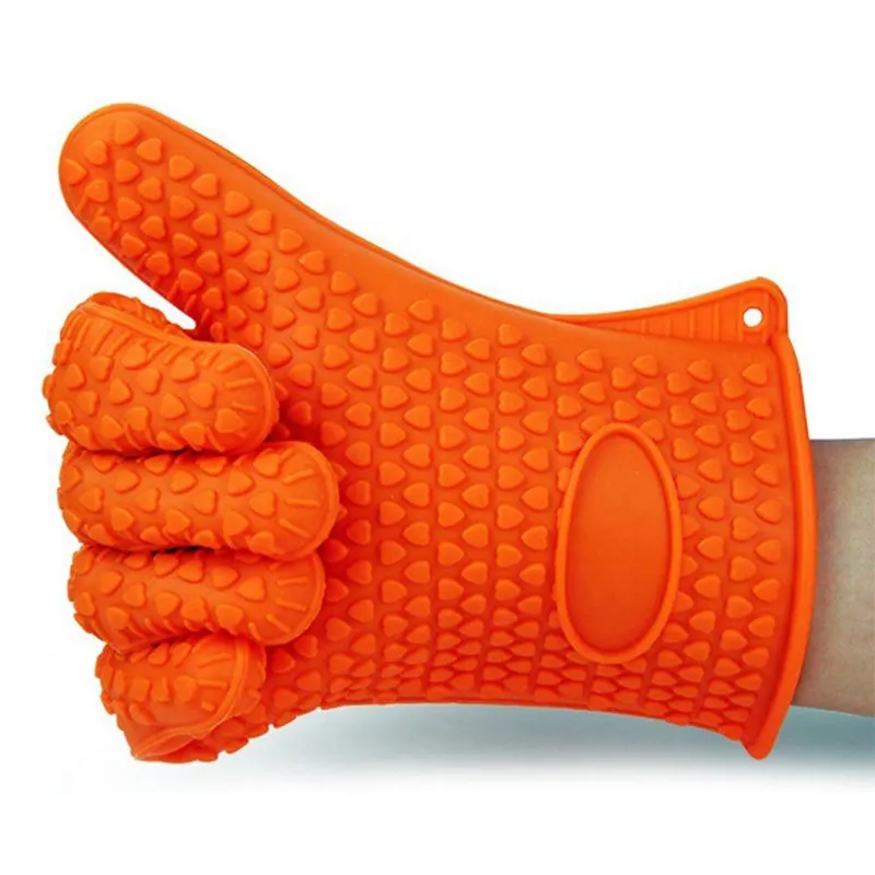 Wholesale customization 27cm five fingers 100% silicone High temperature resistance Oven Mitts