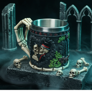 Halloween esqueleto fantasma <span class=keywords><strong>matrimonio</strong></span> taza creativa única fantasma tazas de acero inoxidable cerveza café resina 3D calavera amantes pareja taza - Product Image 4