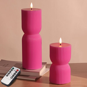 Candela LED Senza Fiamma Rosa Acceso di Mermei, Fatta a Mano in Cera di Paraffina, con Telecomando, a Batteria, Sicura per Feste di Compleanno - Product Image 5