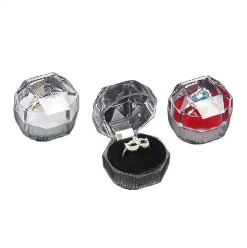 Transparant Acryl Achthoekige Ring Opslag Display Gift Wedding Ring Box