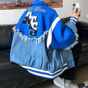 <strong>Men's</strong> Fleece Varsity Jacket Hip Hop Streetwear Windproof Eco-Friendly Turtleneck Embroidered Letter Pattern Casual Outerwear - Product Image 3