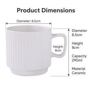 Wholesale Custom Logo Matte Ribbed <b>Ceramic</b> Coffee Mugs Factory Price Stackable Coffee <b>Cups</b> for Home Cafe Restaurantfts - Product Image 2