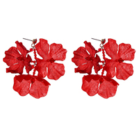 Pendientes Largos de Tela con Flores Estilo Boho, Pendientes Colgantes Florales de Chifón para Mujer, Joyería para Vacaciones de Verano en la Playa