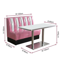 Ensemble de tables et chaises de restaurant carrées de style rétro américain des années 1950, en cuir écologique durable, pour les restaurants de hamburgers
