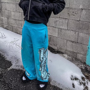 Herentrui met elastische tailleband, strass steentjes, joggingbroek, sun faded French Terry katoen, wijde sweatpants - Product Image 2