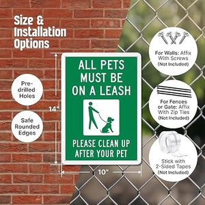 Cartello Personalizzato 10*14 Pollici 'Tutti gli Animali Domestici Devono Essere Guinzigliati, Si Prega di Pulire Dopo il Vostro Animale' Resistente alle Intemperie - Product Image 2