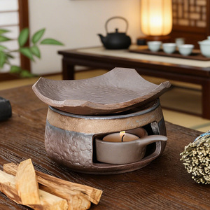 Brûleur d'huiles essentielles semi-artisanal de style chinois, résistant à la chaleur, chauffe-thé, diffuseur d'aromathérapie, support pour <span class=keywords><strong>encens</strong></span> de <span class=keywords><strong>sauge</strong></span> - Product Image 3