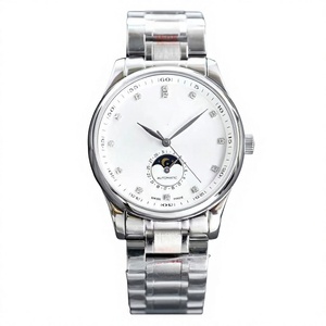 Montre automatique mécanique analogique pour homme avec bracelet en cuir véritable, phase de lune, collection Master, fabriquée par GS Factory, avec verre saphir. - Product Image 3