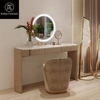 Meuble de maquillage italien de luxe personnalisé en marbre, meuble de luxe post-moderne, Table de maquillage Design de chambre à coucher coiffeuse
