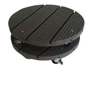 סריג עץ WPC צמח פרח caddy 12 inch עגלה, כיכר & round צמח דולי עם בלמים