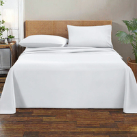 Parure de lit en coton recyclé et polyester, 50 % lavé, 120 g/m², blanche, respirante, tissée, pour hôtels et maisons, vente en gros