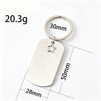 Ywyougang Porte-clés vintage en acier inoxydable, forme rectangulaire arrondie, style médaille militaire, avec breloque étoile ajourée, gravable au laser, cadeau