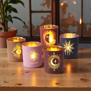 Mini Frascos de Vidrio para Velas con Diseño de Sol, Luna, Estrellas, Ojos y Telarañas, Personalizables para Adornos de Árboles de Navidad - Product Image 1