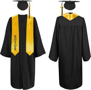 Sombrero de graduación negro para adultos al por mayor, faja de estola con 2025 borlas, uniforme escolar, vestidos y gorras de Graduación - Product Image 1