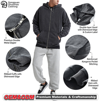 Sweat-shirt à capuche zippé intégral surdimensionné pour homme, style vintage, effet vieilli, délavé à l'acide, bords bruts, en coton épais, veste streetwear