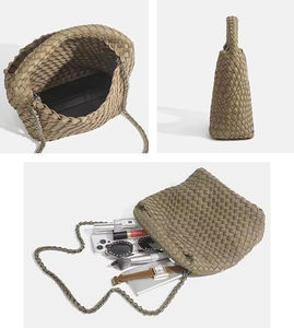 批发大号防水针织包氯丁橡胶编织女式彩色编织迷你手提包海滩斜挎手工包 - Product Image 5