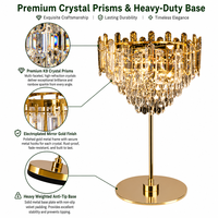 Décoration de centre de table en cristal transparent, support à fleurs en métal doré haut de forme couronne, centre de table lumineux pour mariage