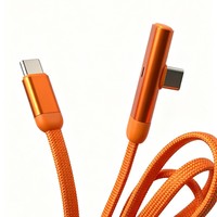 Câble de charge USB C vers USB C 60W 90 degrés plat en nylon tressé PD charge rapide synchronisation des données 1M 2M 3M doré