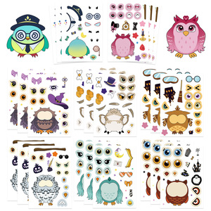 8 autocollants éducatifs en forme de hibou pour enfants, personnages de dessins animés, autocollants de puzzle réutilisables et imperméables pour loisirs créatifs et décoration - Product Image 1