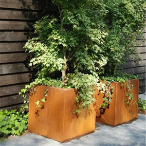 Square Corten Steel Modern Minimalist Durable <b>Flower</b> Pot with Customizable Capacity for Outdoor Floor Use in Garden - Product Image 3