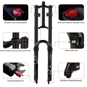 Horquilla de Aire de Aleación de Doble Suspensión para Bicicleta de Montaña Bolany, 27.5 Pulgadas, Eje QR, 28.6mm, Amortiguación Ajustable, Recorrido de 150mm - Product Image 2