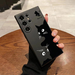 Custodia custodia custodia per telefono cellulare antiurto per <span class=keywords><strong>Samsung</strong></span> S25 24 23 Plus custodia per telefono cellulare carino gatto bianco nero - Product Image 2