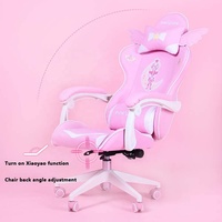 Chaise de jeu Sailor Moon, réglage en hauteur, dossier ergonomique, pivotante, avec appui-tête et coussin lombaire, rose, pour fille