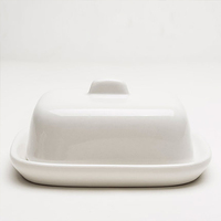Nouvelle conception de beurrier en céramique, beurrier en céramique blanc avec couvercle