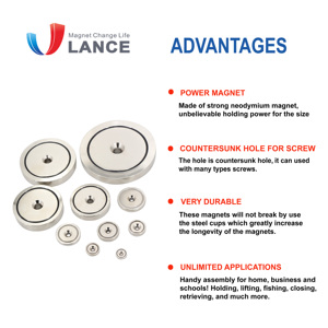 Ímã de pesca de 165lbs d48, ímã escareado com ocular inoxidável - Product Image 5