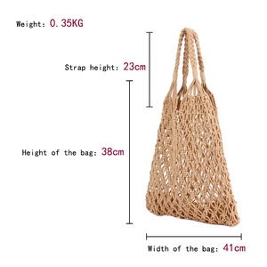 Borsa da spiaggia <span class=keywords><strong>in</strong></span> <span class=keywords><strong>corda</strong></span> di cotone intrecciata per le vacanze di nuove donne con borsa <span class=keywords><strong>a</strong></span> tracolla <span class=keywords><strong>in</strong></span> rete alla moda - Product Image 6