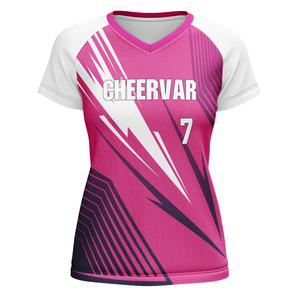 Волейбольные футболки с V-образным вырезом на заказ, прочная волейбольная одежда для женщин - Product Image 3