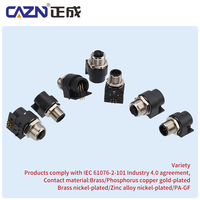 CAZN Factory M12 Zócalo de orificio curvo 2-12 pines B D Conectores macho hembra Gran volumen 90 grados PCB Soportes de panel de metal