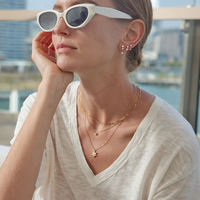 Collier tendance en acier inoxydable plaqué or 18 carats PVD, étanche, avec pendentif fleur en zircon blanc et chaîne en O, bijoux pour femmes