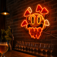Enseigne néon LED psychédélique avec visage souriant et champignons, pour publicité, bars, parcs et décoration murale de mancave