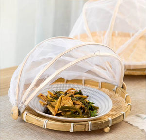 <span class=keywords><strong>Cesta</strong></span> de Almacenamiento de Bambú para Pan, Verduras y Frutas, Tejida <span class=keywords><strong>a</strong></span> Mano, con Cubierta de Malla Antipolvo y Antiinsectos - Product Image 4